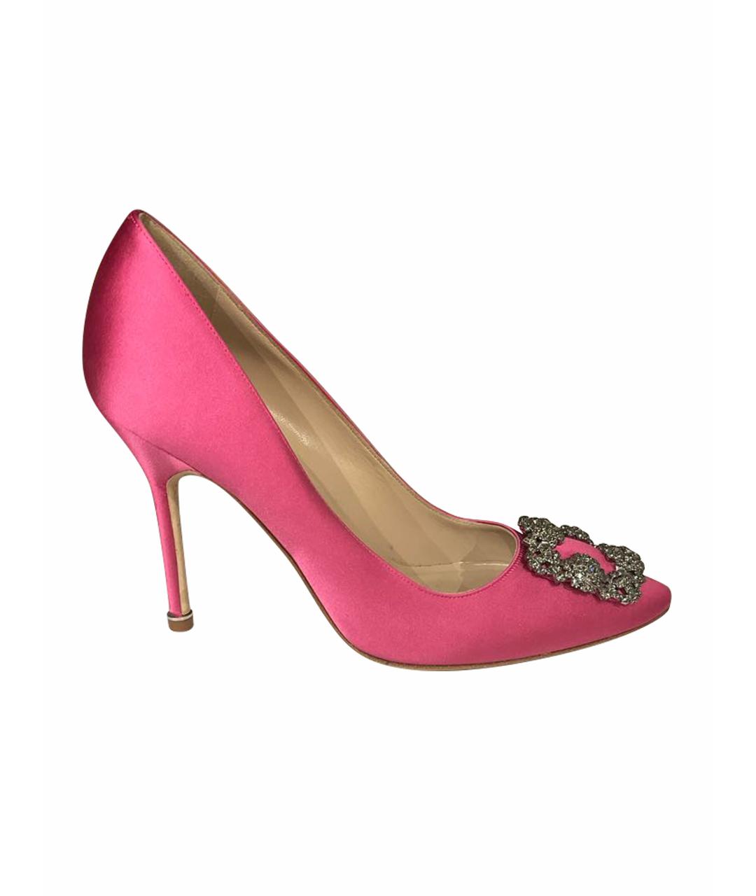 MANOLO BLAHNIK Розовые текстильные туфли, фото 1