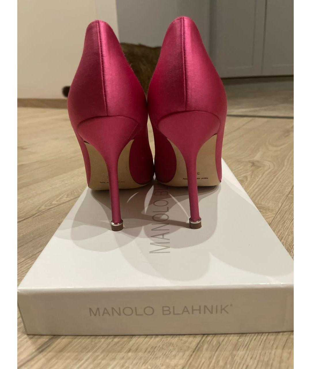 MANOLO BLAHNIK Розовые текстильные туфли, фото 4
