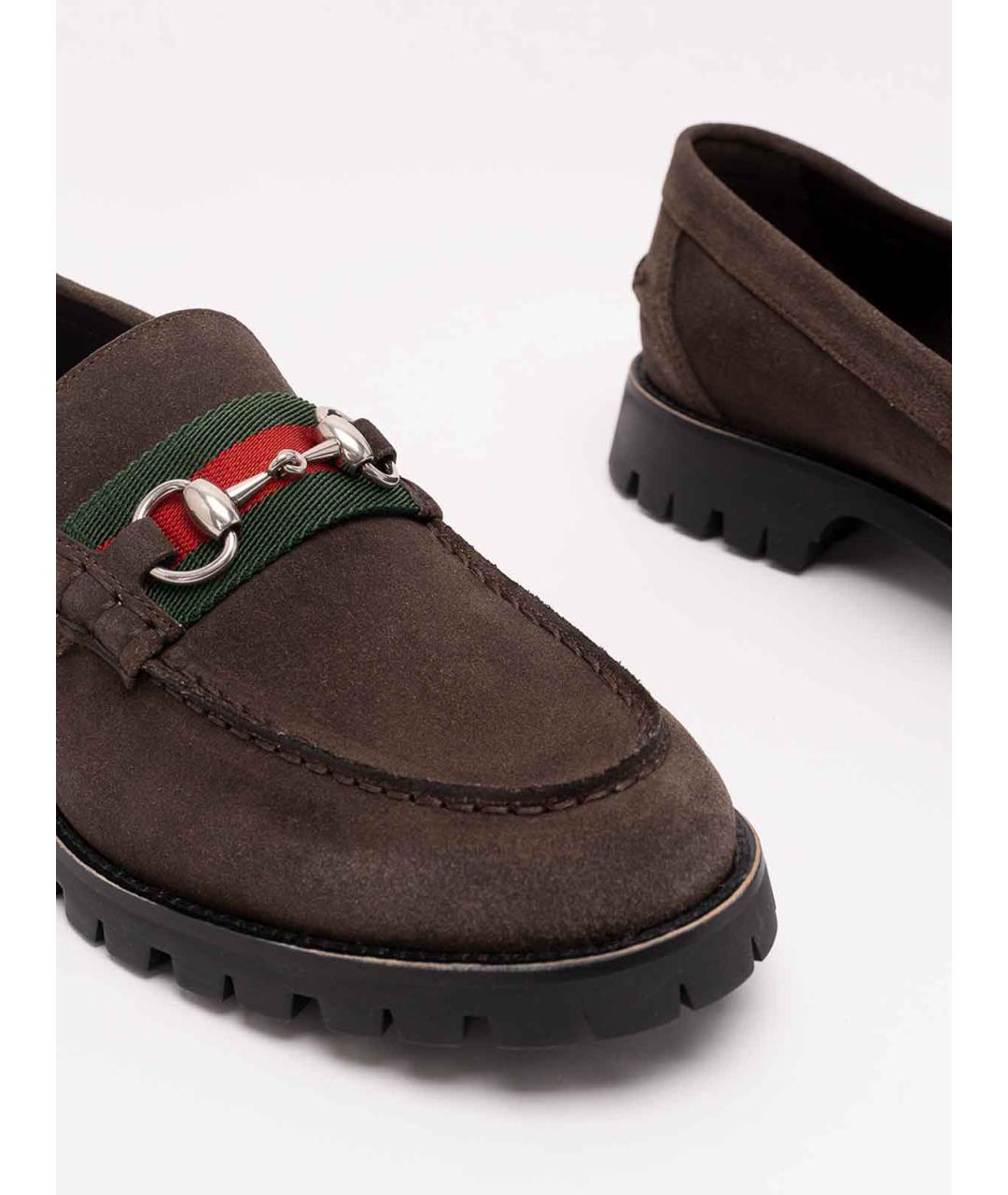 GUCCI Коричневые замшевые лоферы, фото 5