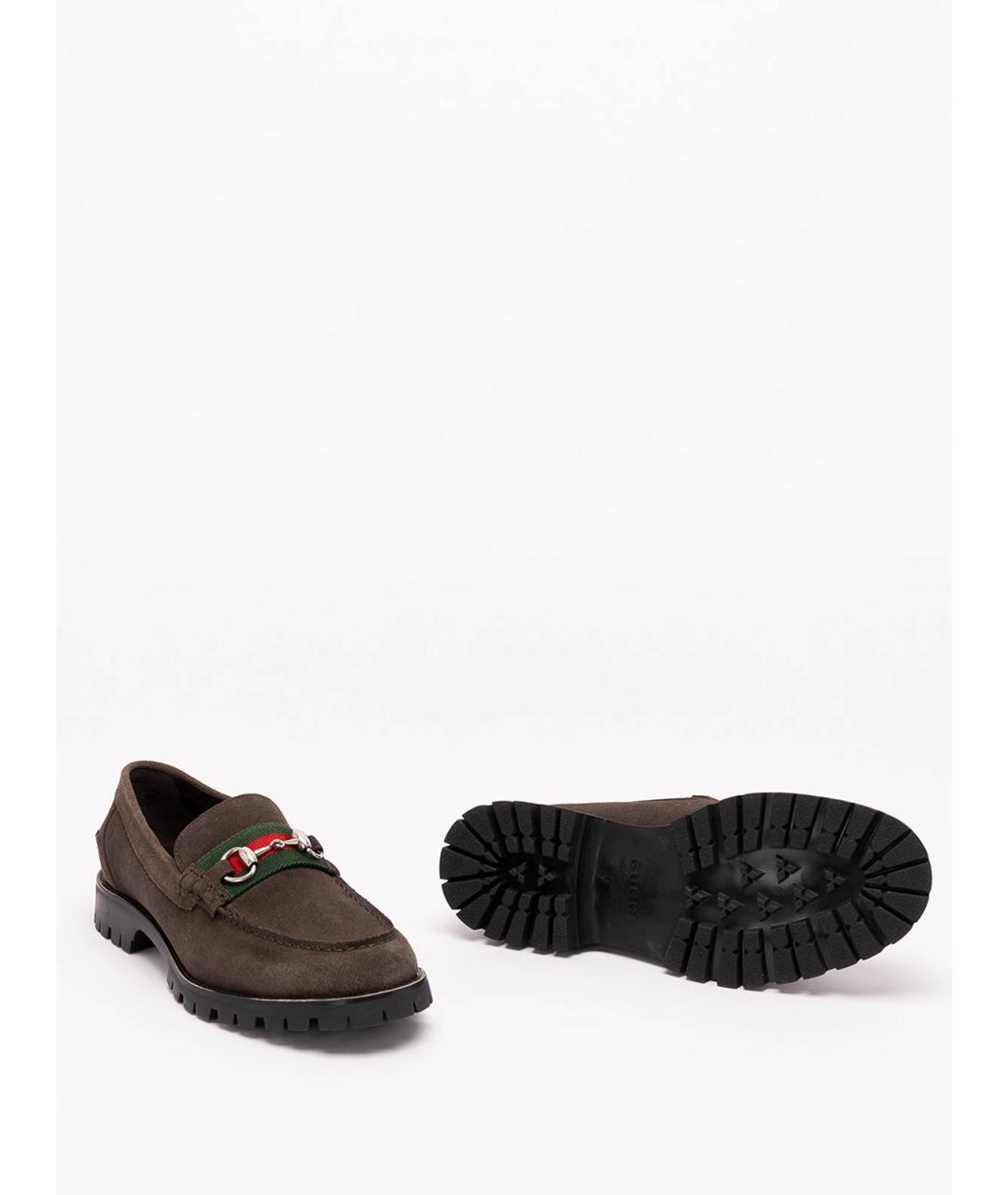 GUCCI Коричневые замшевые лоферы, фото 4