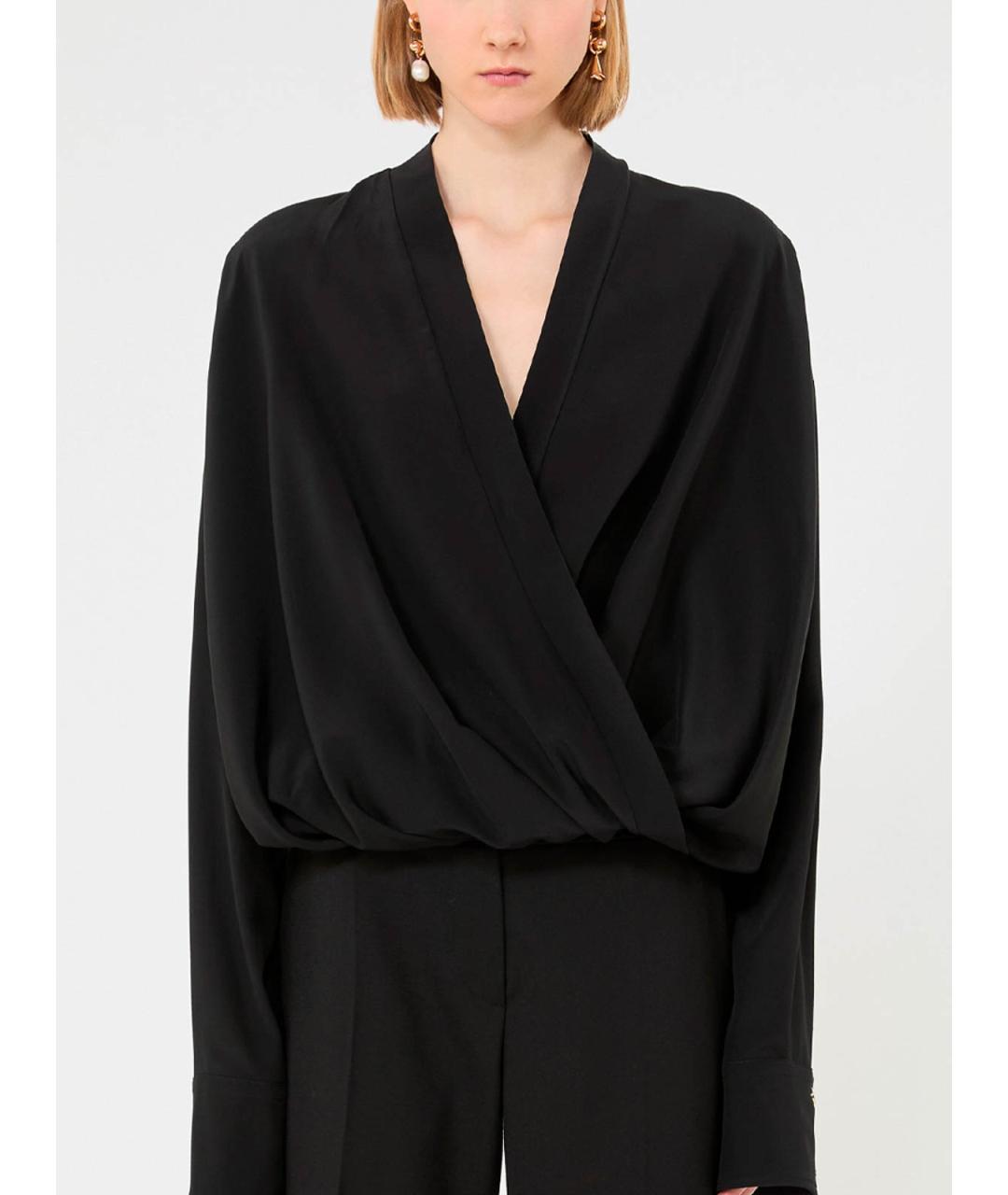 SPORTMAX Черная шелковая блузы, фото 4