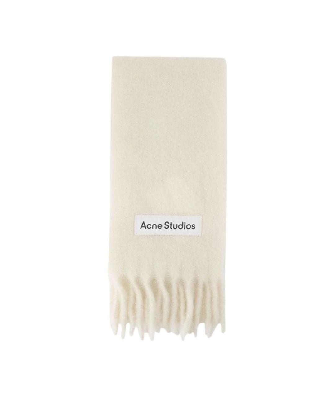ACNE STUDIOS Белый шерстяной шарф, фото 2