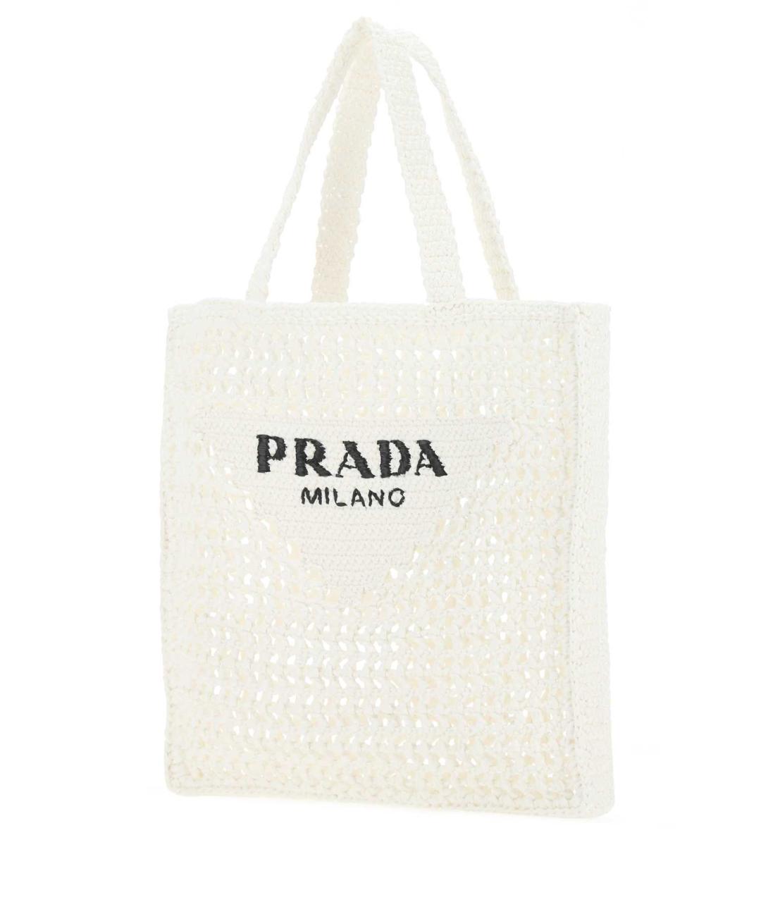 PRADA Белая плетеная сумка тоут, фото 2