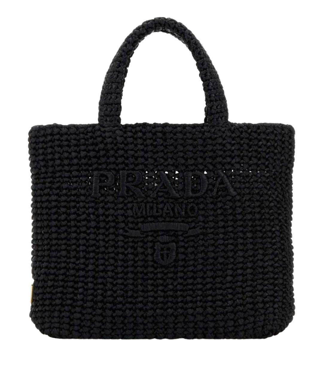 PRADA Черная рафиевая сумка тоут, фото 1