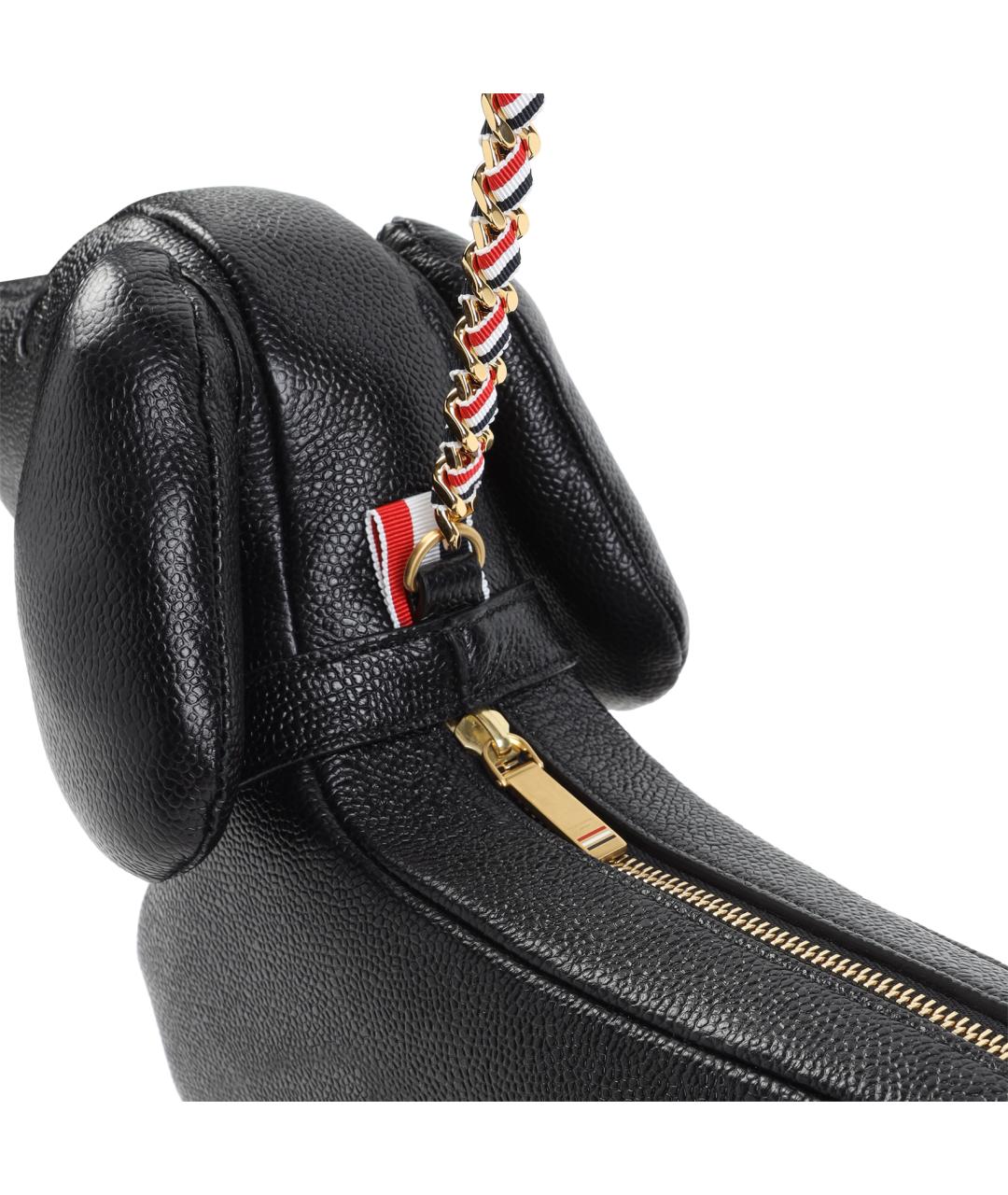 THOM BROWNE Черная кожаная сумка через плечо, фото 4
