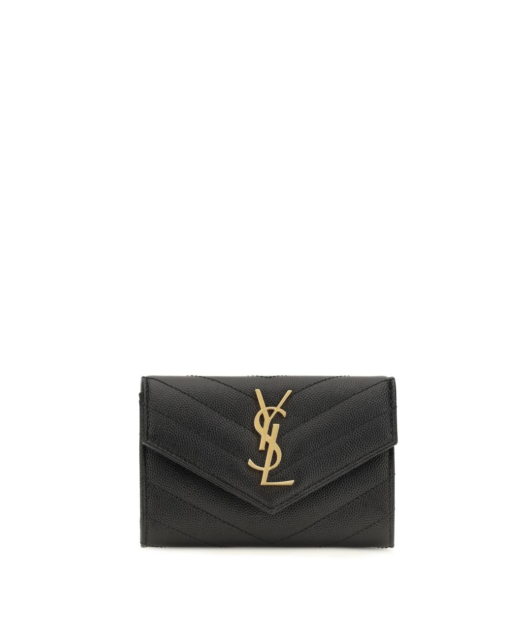SAINT LAURENT Черный кожаный кошелек, фото 4