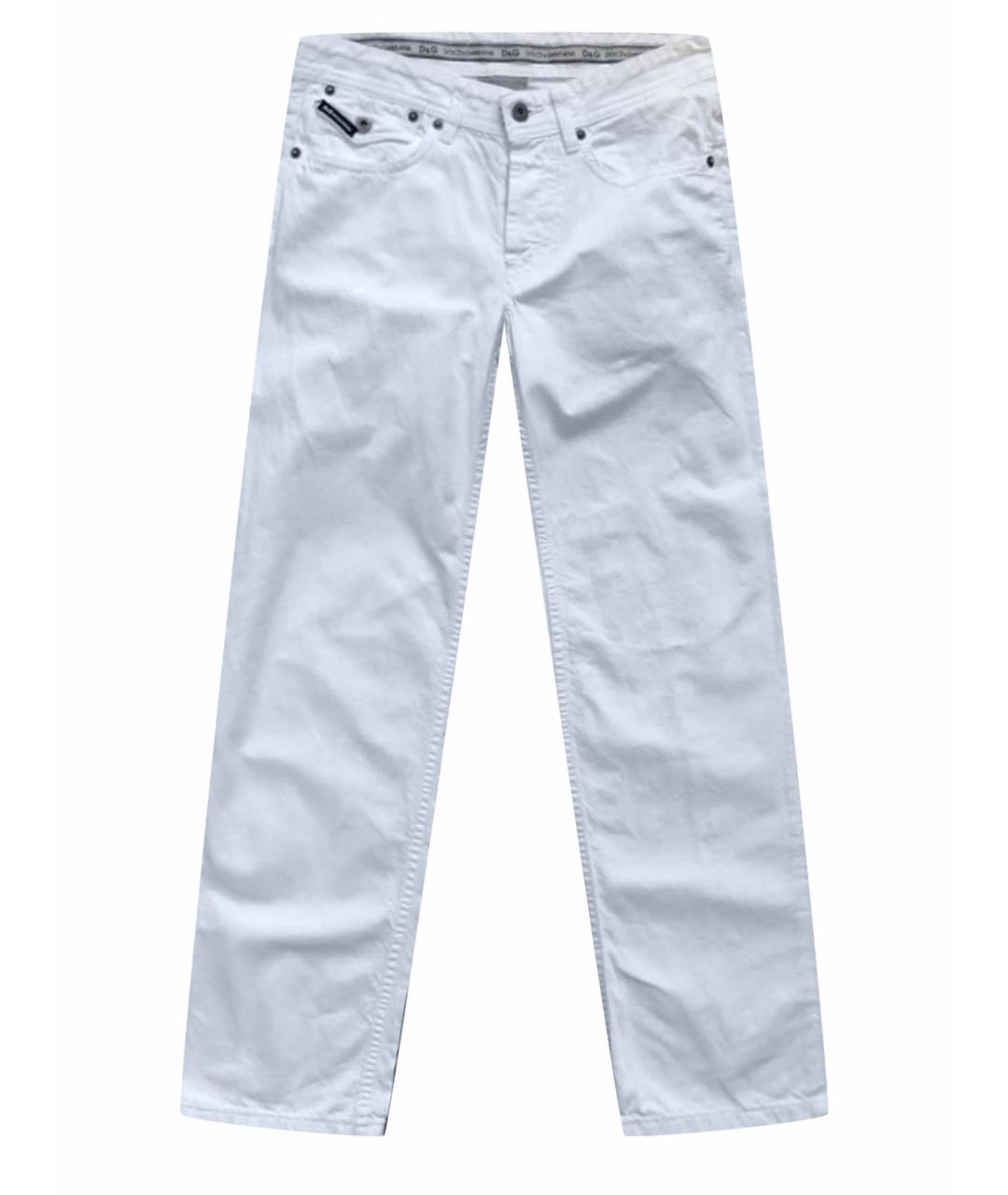 DOLCE&GABBANA Белые хлопко-эластановые прямые джинсы, фото 1