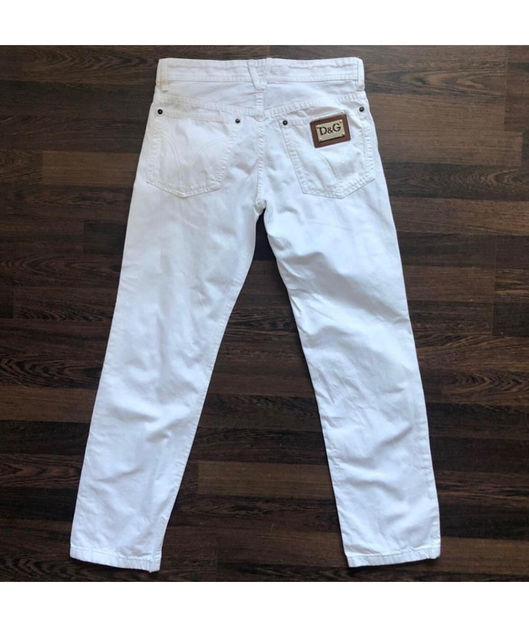 DOLCE&GABBANA Белые хлопко-эластановые прямые джинсы, фото 4