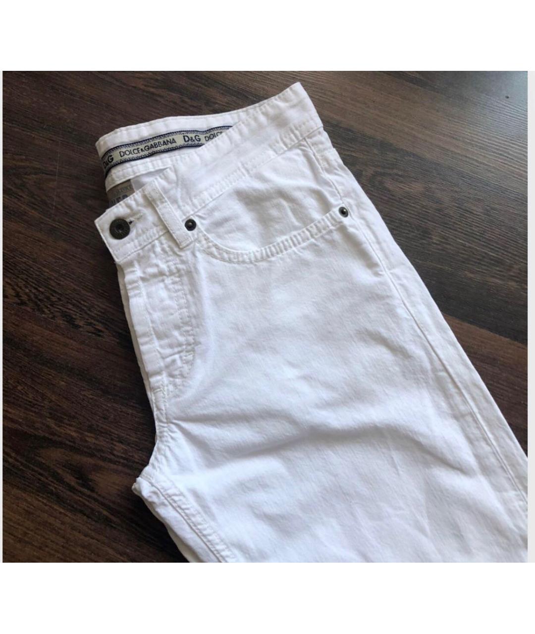 DOLCE&GABBANA Белые хлопко-эластановые прямые джинсы, фото 8