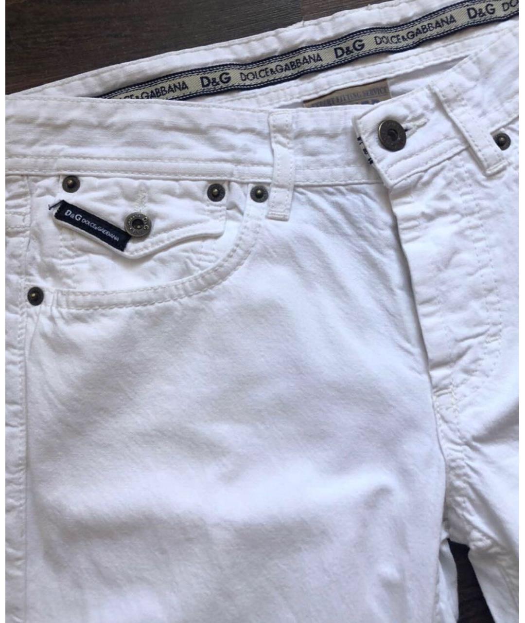 DOLCE&GABBANA Белые хлопко-эластановые прямые джинсы, фото 2