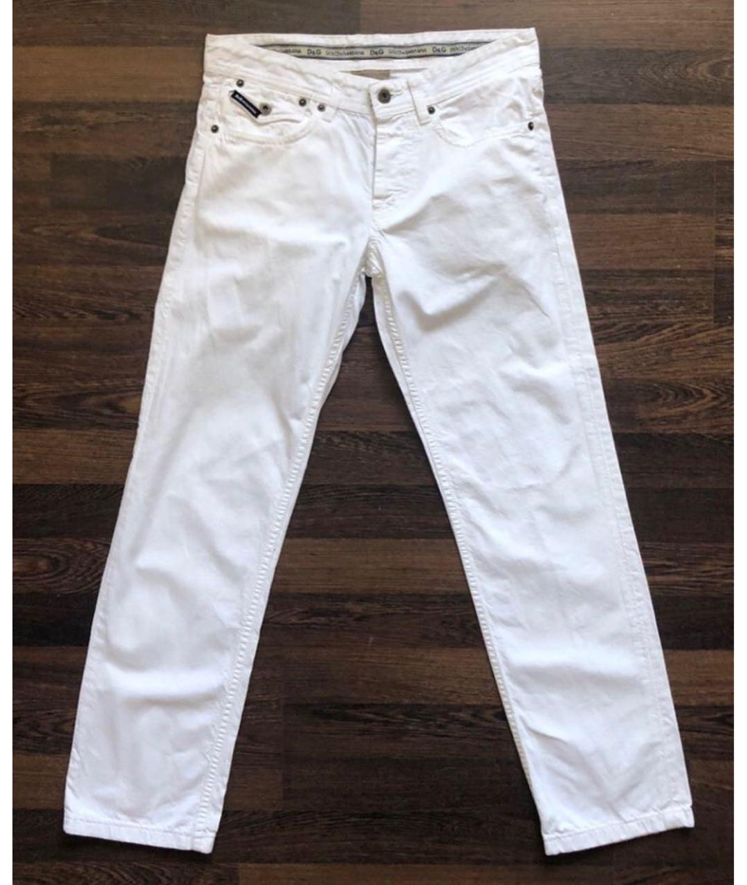 DOLCE&GABBANA Белые хлопко-эластановые прямые джинсы, фото 9