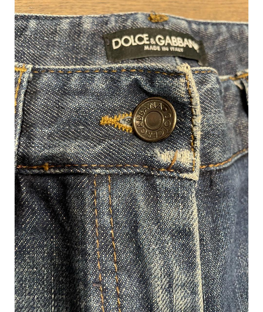DOLCE&GABBANA Темно-синие хлопковые джинсы слим, фото 5