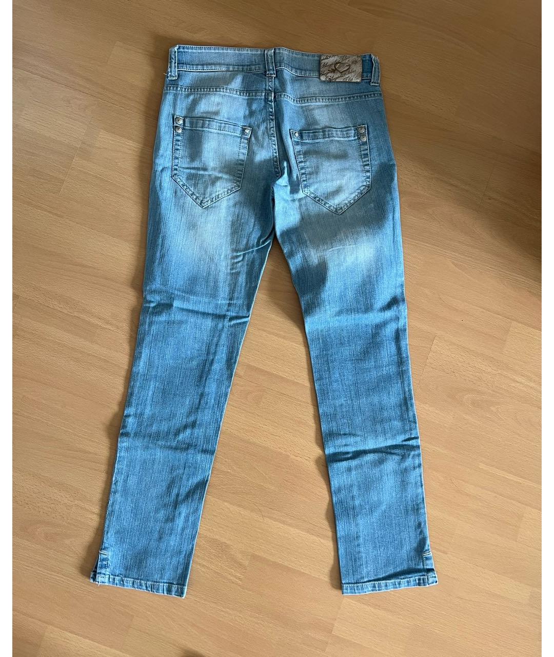 BLUGIRL Голубые хлопковые прямые джинсы, фото 2