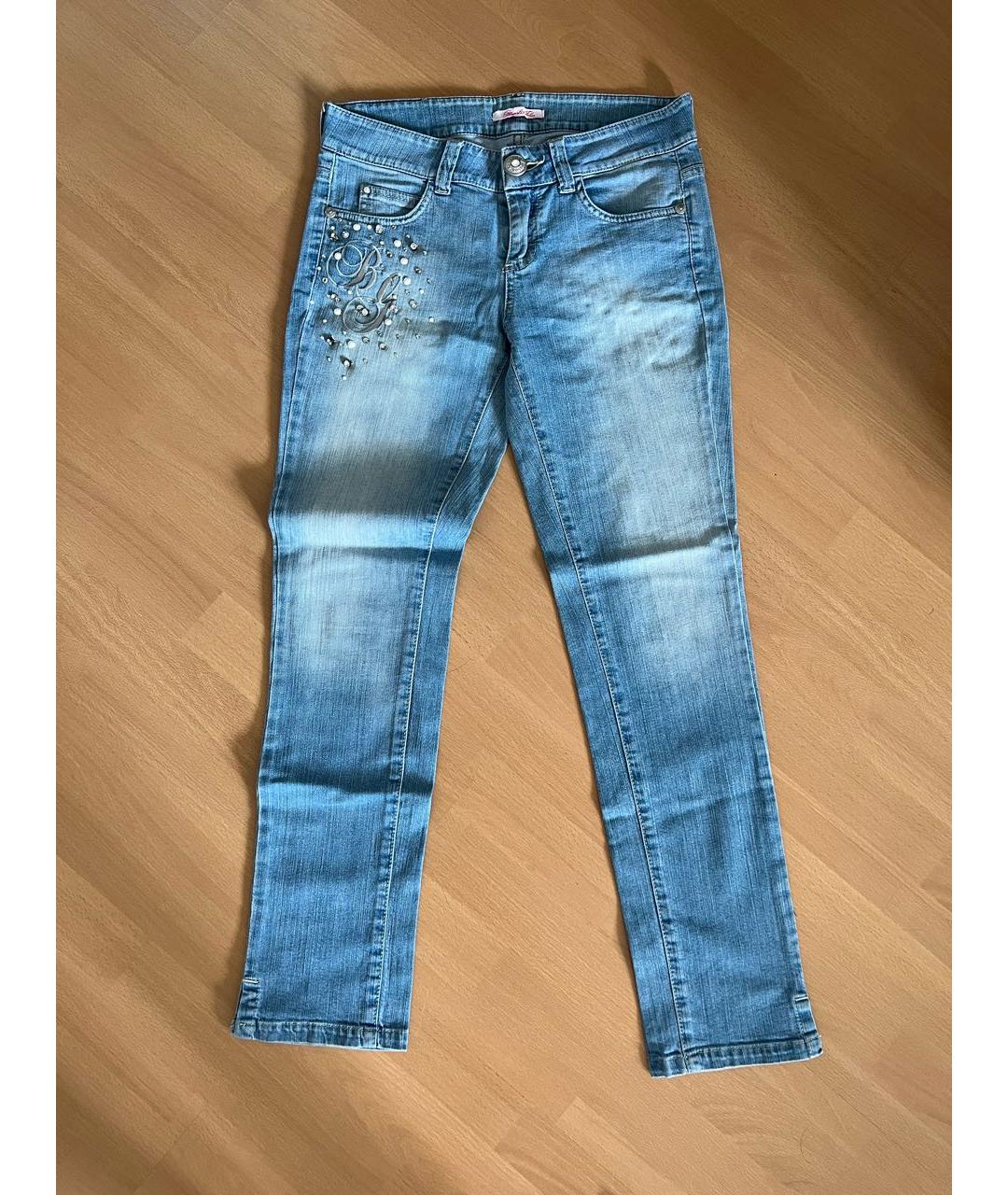 BLUGIRL Голубые хлопковые прямые джинсы, фото 6