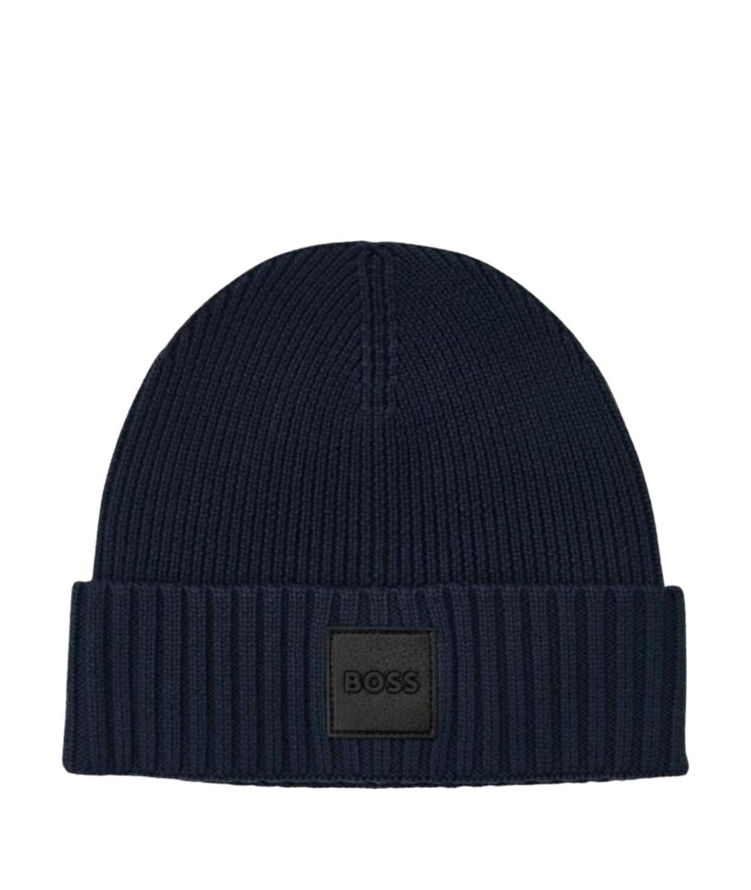 HUGO BOSS Темно-синяя шерстяная шапка, фото 1