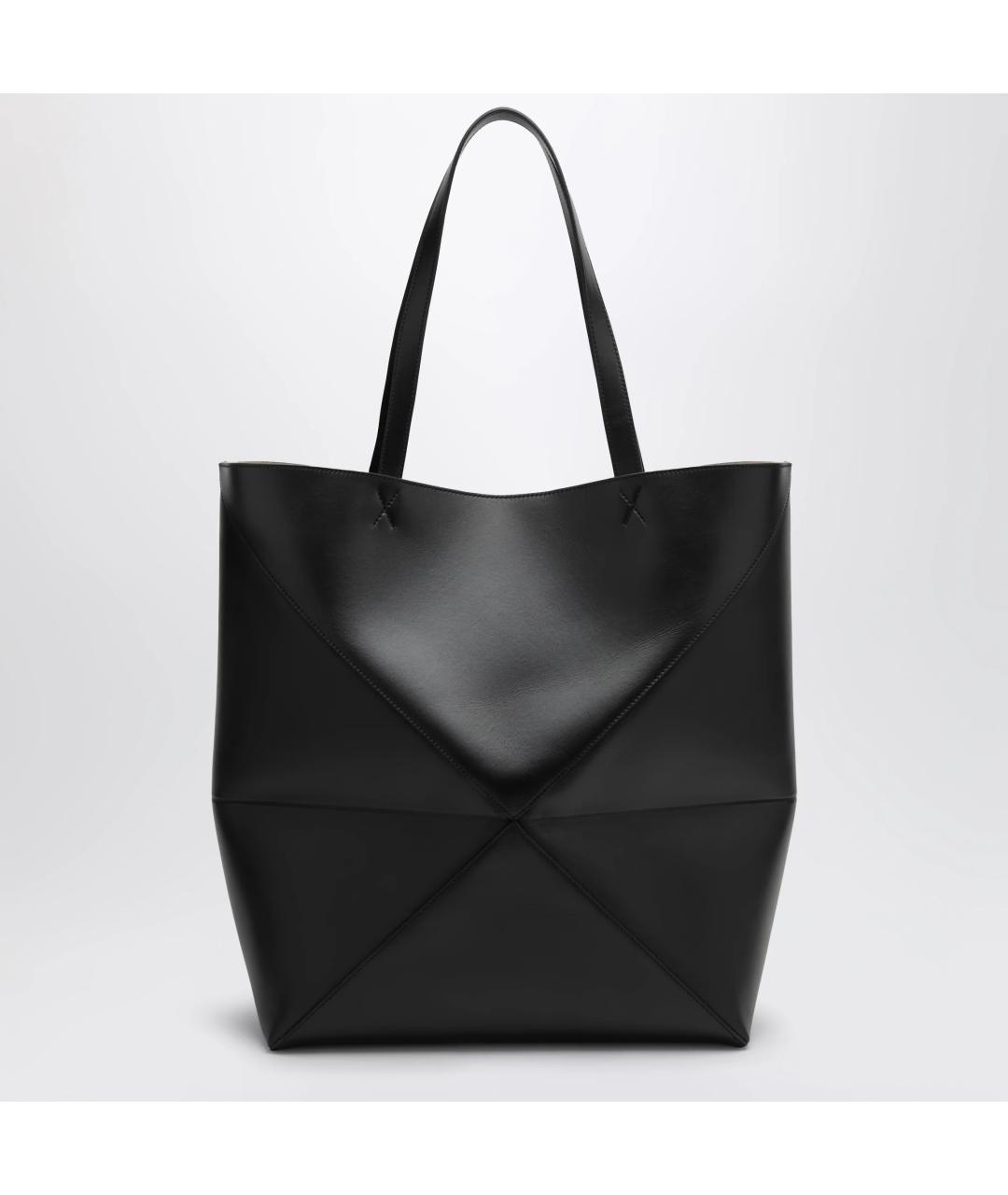 LOEWE Черная кожаная сумка тоут, фото 2