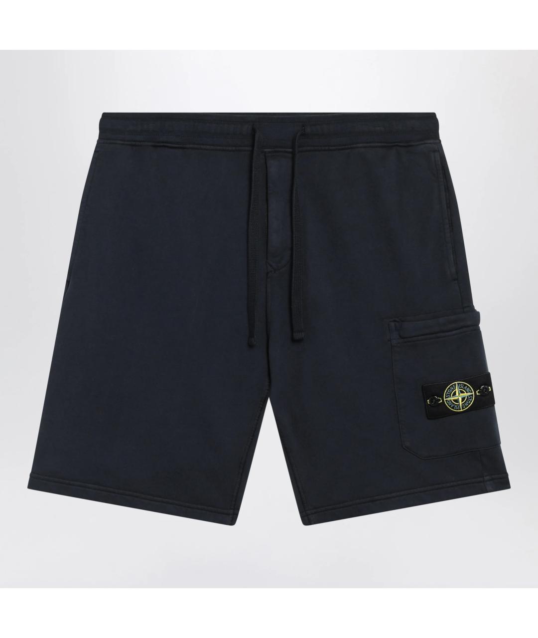 STONE ISLAND Темно-синие хлопковые шорты, фото 3