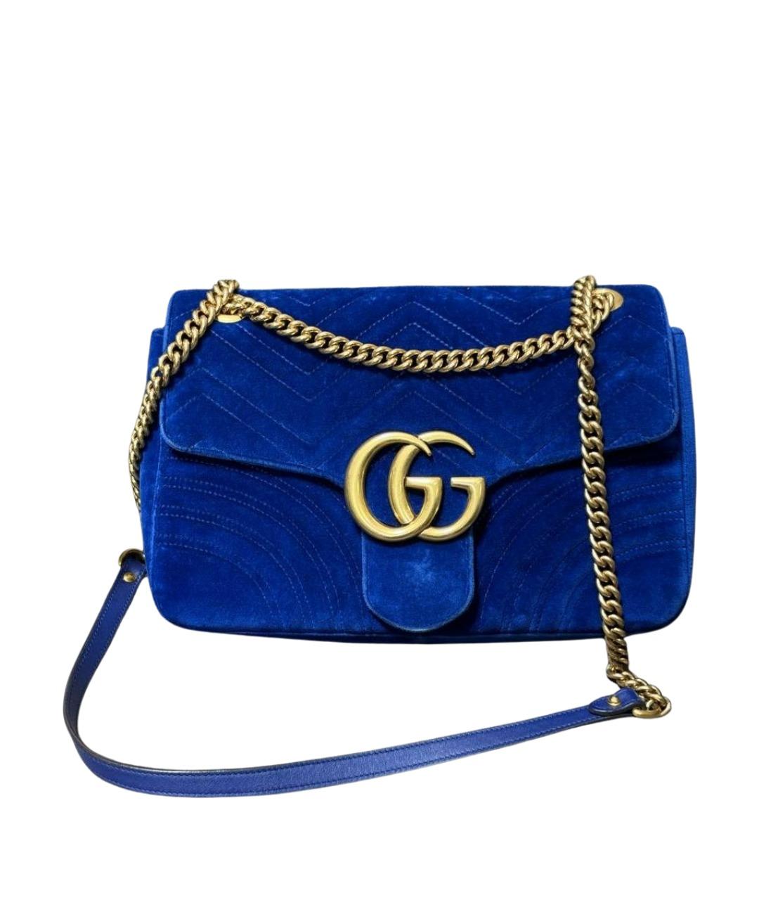 GUCCI Синяя бархатная сумка через плечо, фото 1