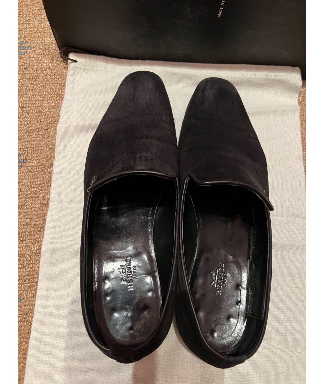 HERMES Черные замшевые туфли, фото 3