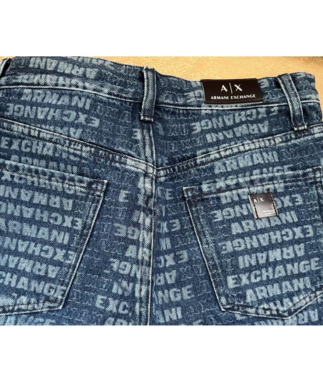 ARMANI EXCHANGE Синие хлопко-эластановые прямые джинсы, фото 4