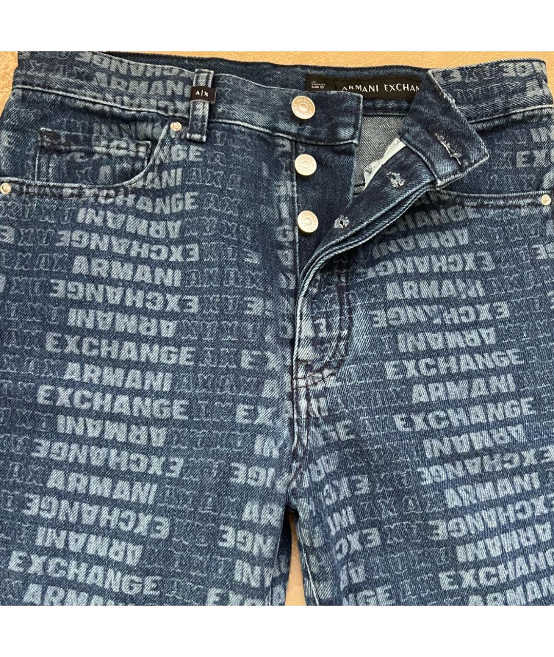 ARMANI EXCHANGE Синие хлопко-эластановые прямые джинсы, фото 3