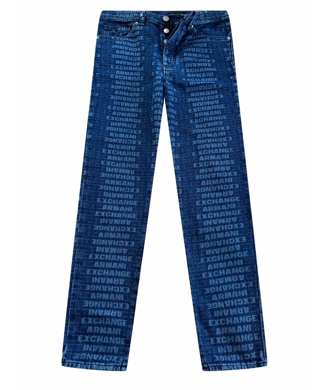 ARMANI EXCHANGE Синие хлопко-эластановые прямые джинсы, фото 1