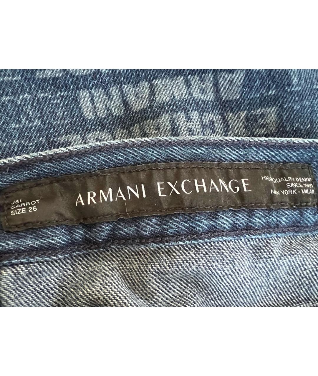 ARMANI EXCHANGE Синие хлопко-эластановые прямые джинсы, фото 5