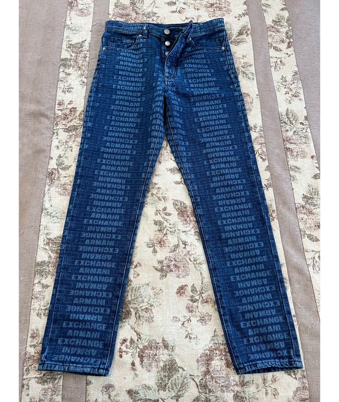 ARMANI EXCHANGE Синие хлопко-эластановые прямые джинсы, фото 7