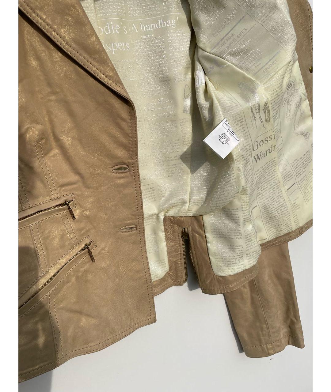JOHN GALLIANO VINTAGE Бежевый кожаный жакет/пиджак, фото 8