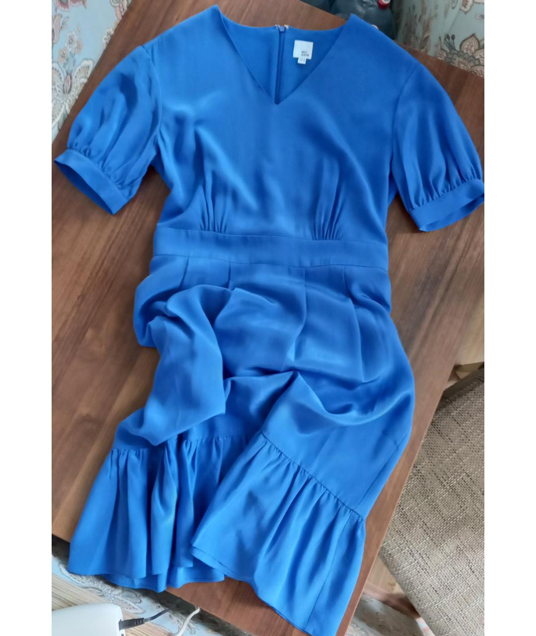 IRIS & INK  Синее шелковое повседневное платье, фото 3
