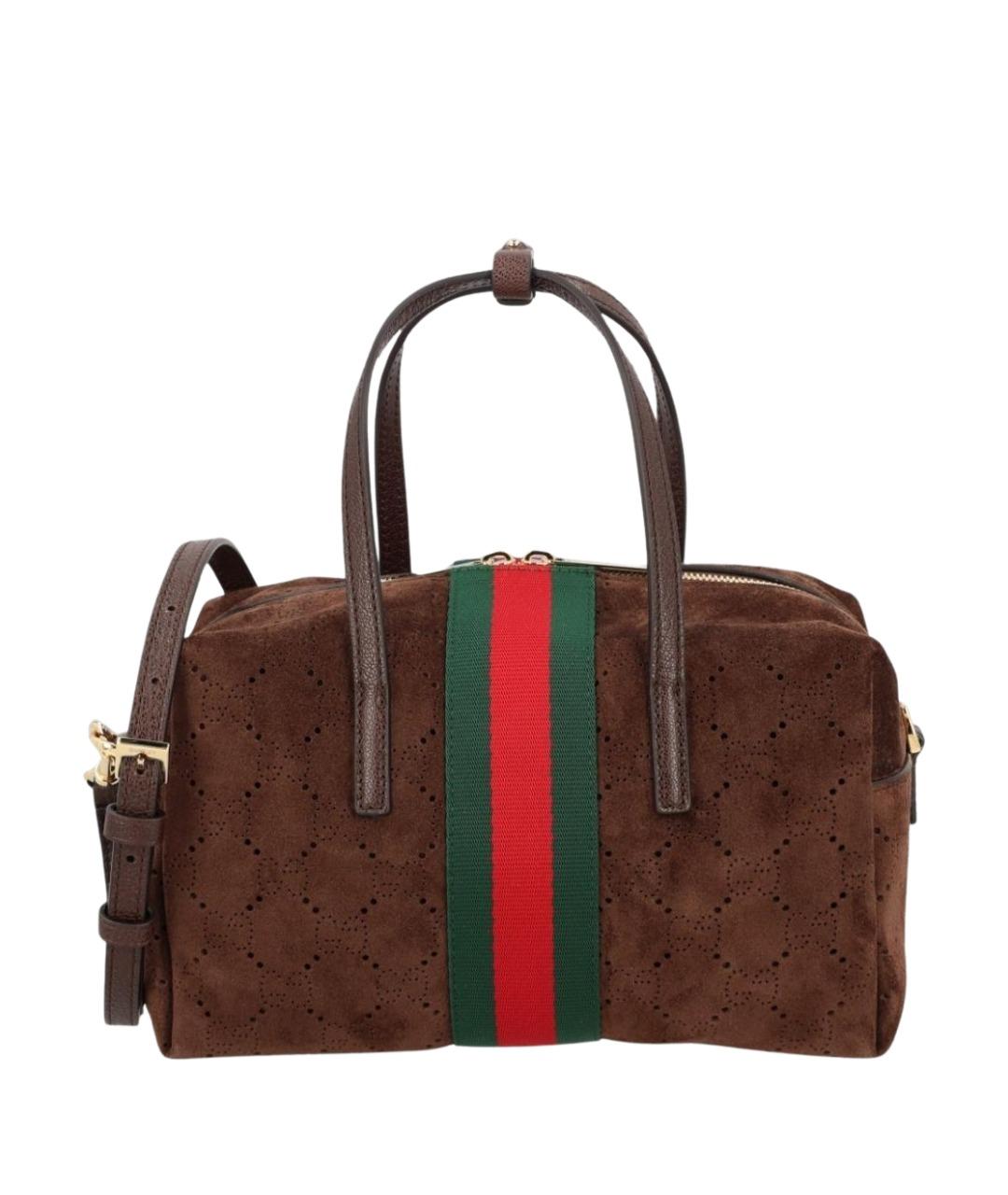 GUCCI Коричневая замшевая сумка тоут, фото 1