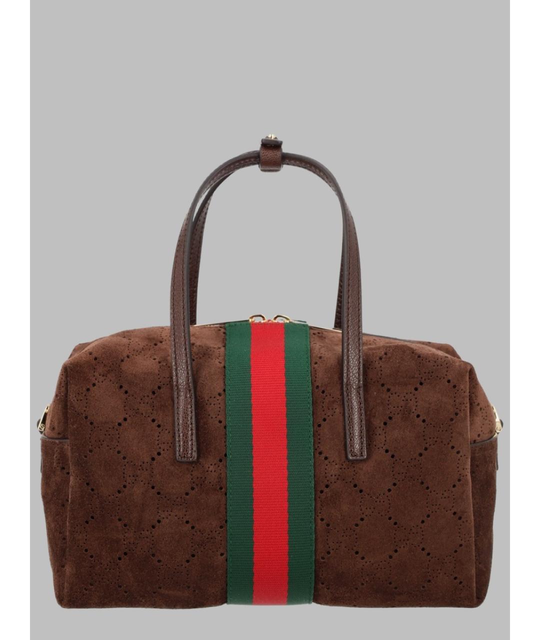 GUCCI Коричневая замшевая сумка тоут, фото 2