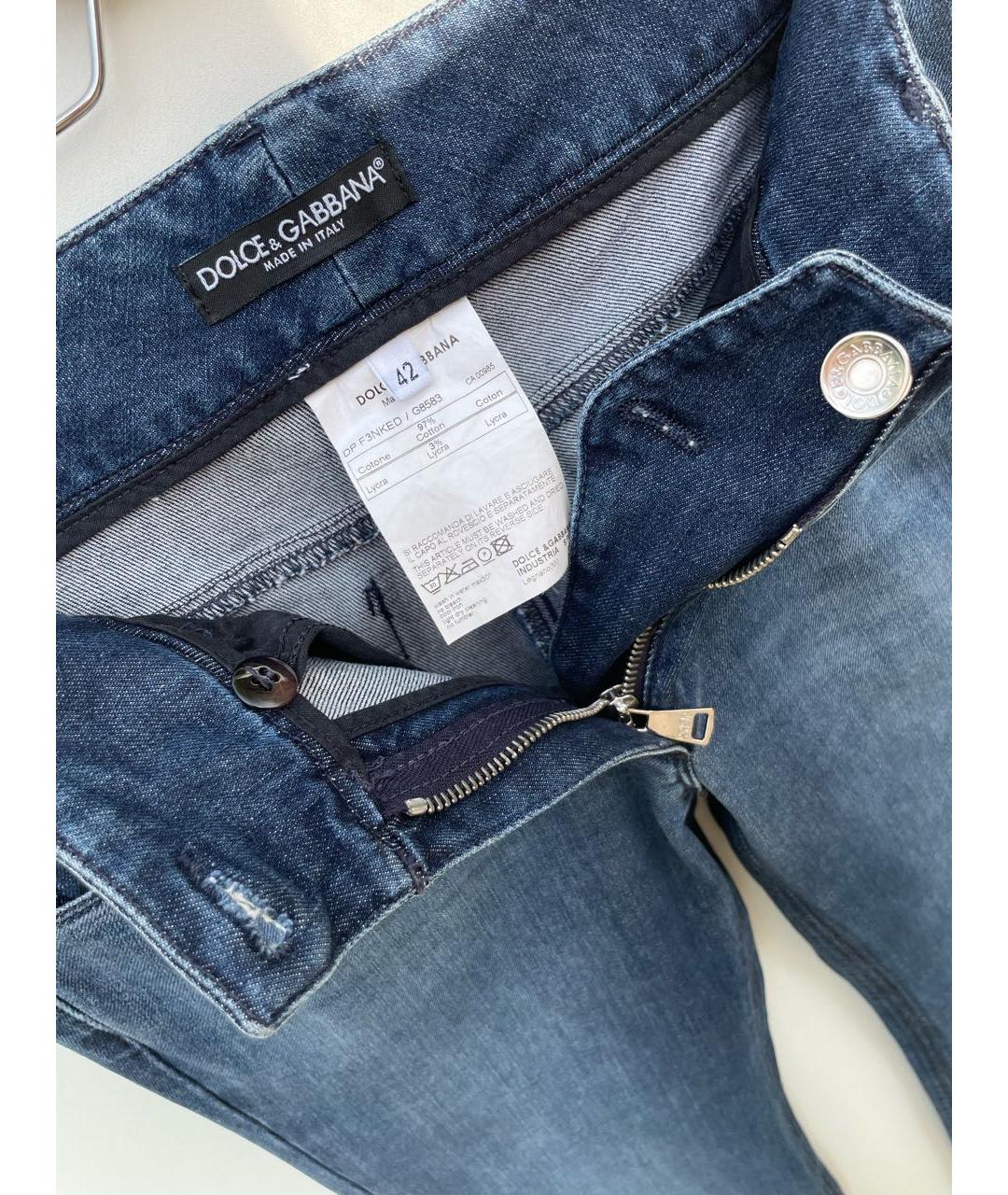 DOLCE & GABBANA VINTAGE Синие хлопко-эластановые джинсы клеш, фото 3