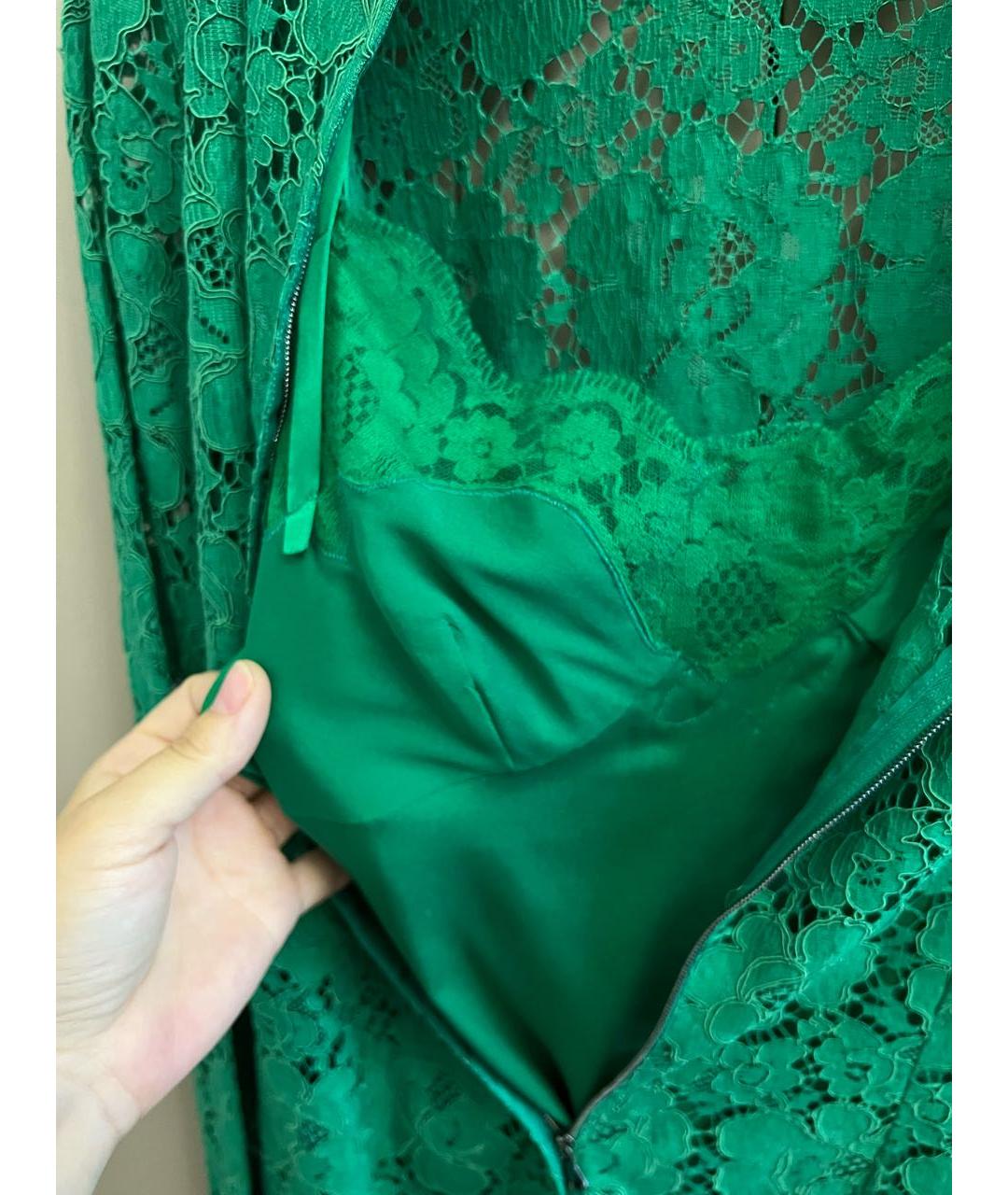 DOLCE&GABBANA Зеленые кружевное коктейльное платье, фото 3