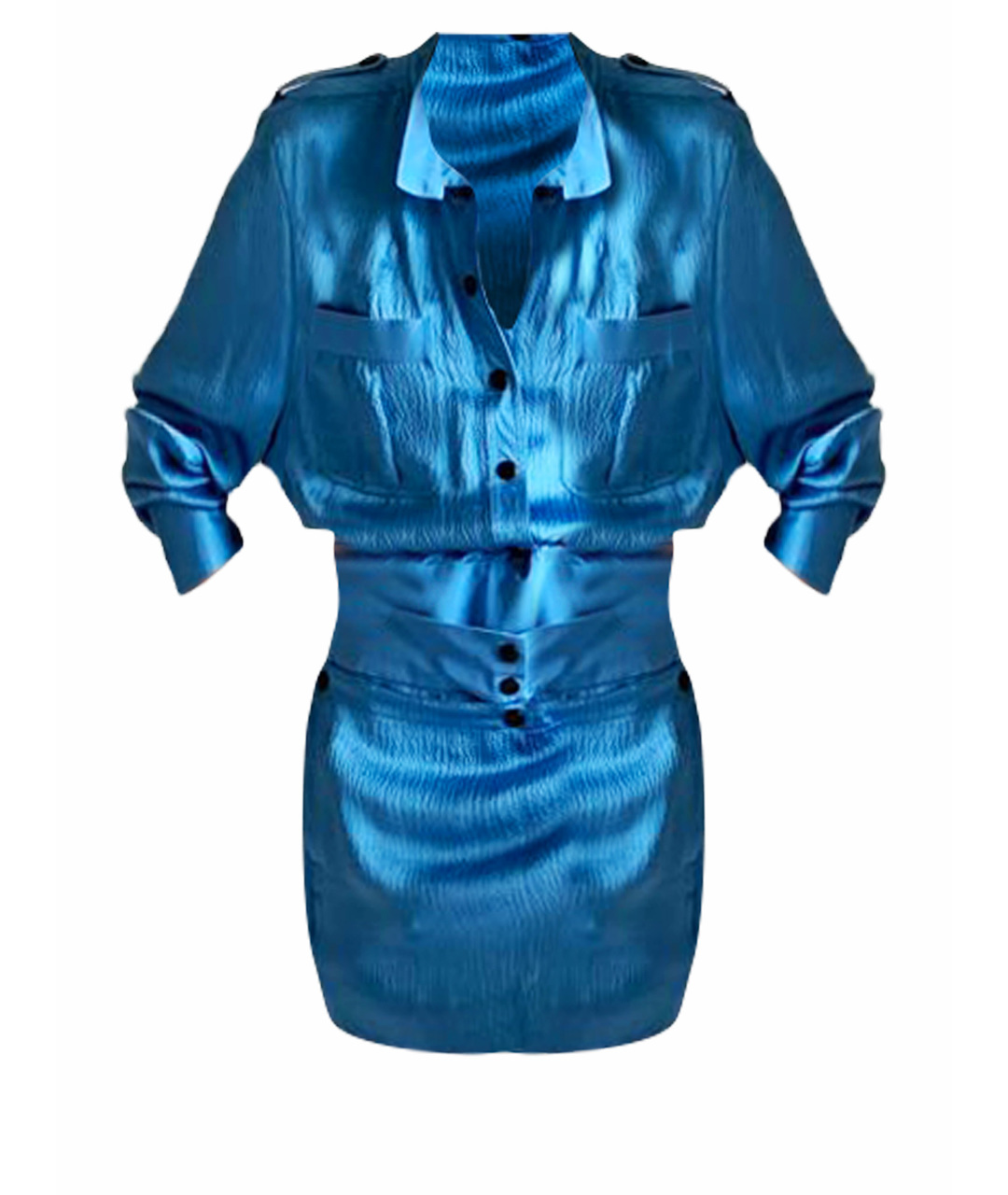 BALENCIAGA Голубая шелковая рубашка, фото 1