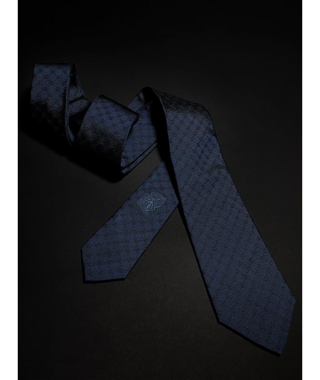 GUCCI Темно-синий шелковый галстук, фото 4