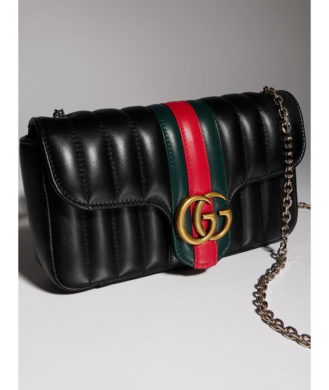 GUCCI Черная кожаная сумка через плечо, фото 2
