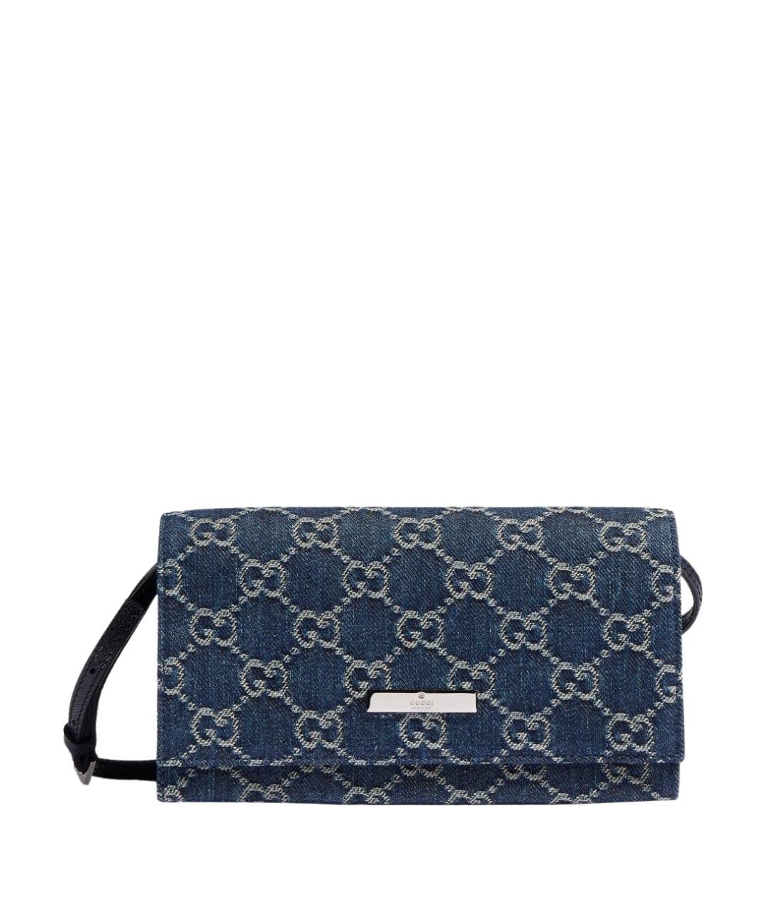 GUCCI Синяя сумка через плечо из канвы, фото 1