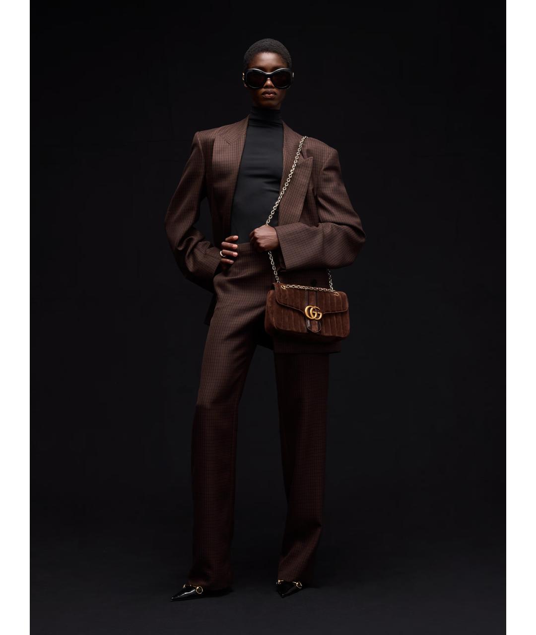 GUCCI Коричневая замшевая сумка через плечо, фото 4
