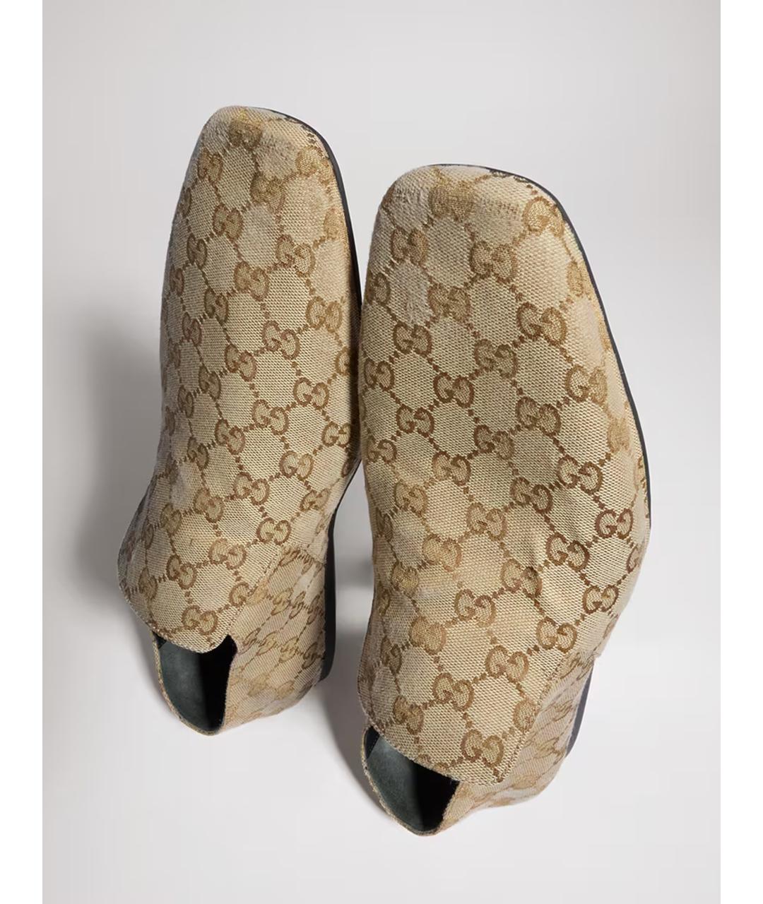GUCCI Бежевые текстильные лоферы, фото 2