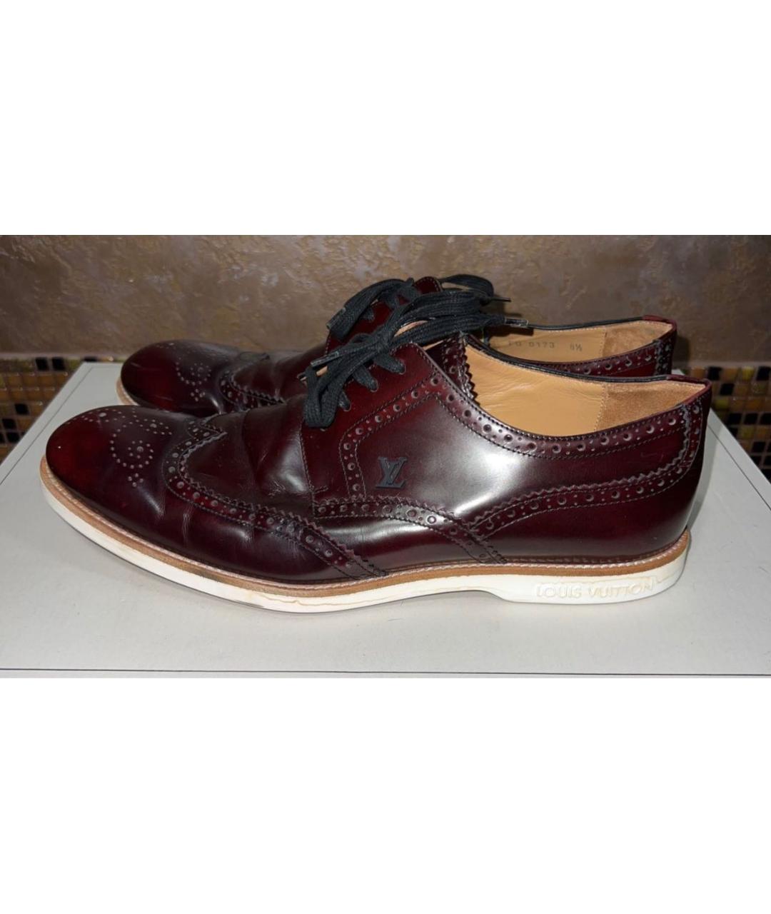 LOUIS VUITTON PRE-OWNED Бордовые кожаные низкие ботинки, фото 5