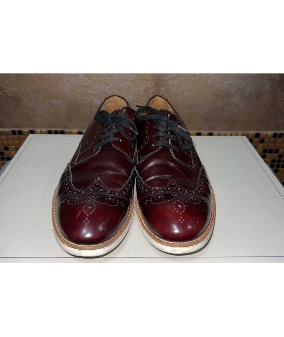 LOUIS VUITTON PRE-OWNED Бордовые кожаные низкие ботинки, фото 2