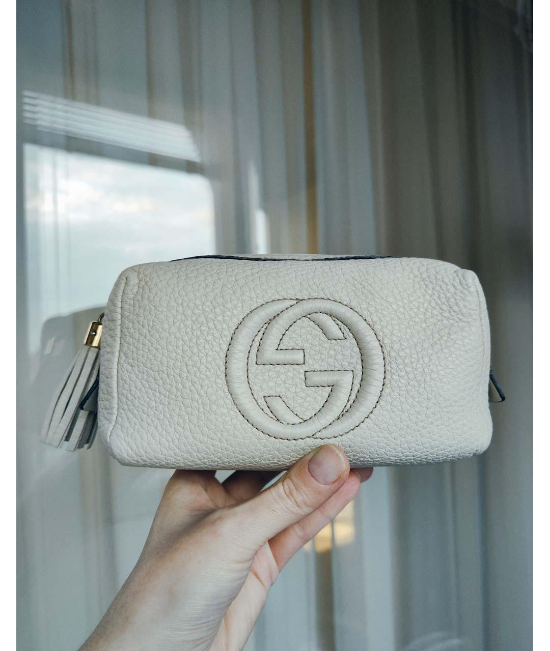 GUCCI Бежевая кожаная косметичка, фото 10