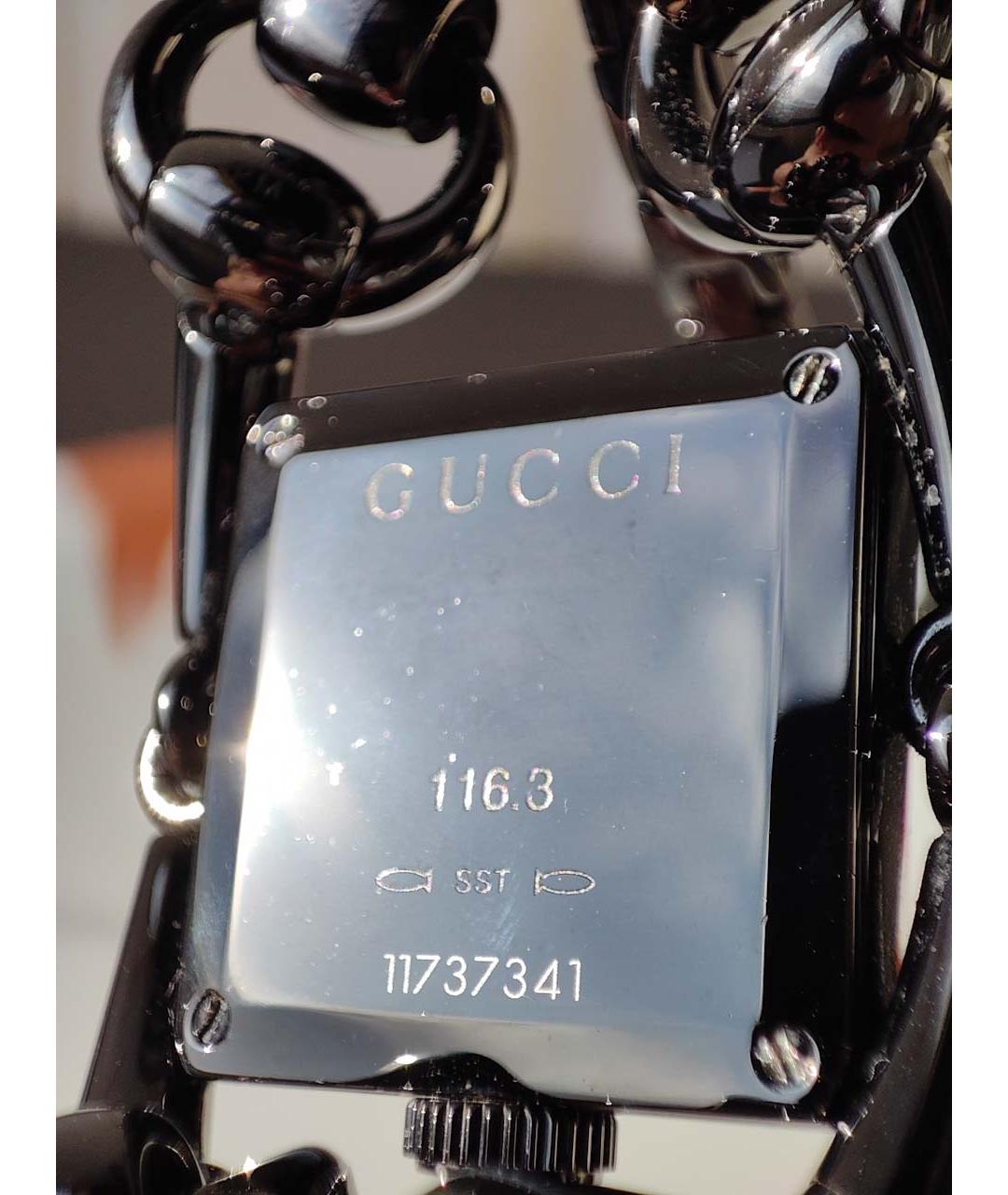 GUCCI Черные металлические часы, фото 2