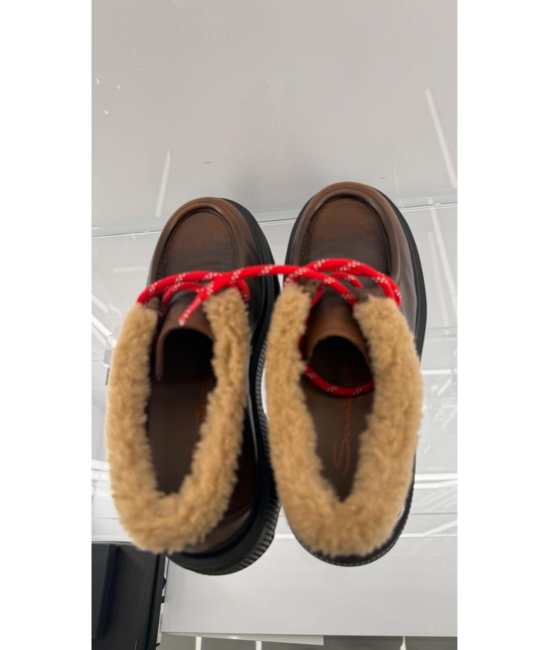 SANTONI Коричневые кожаные ботильоны, фото 3
