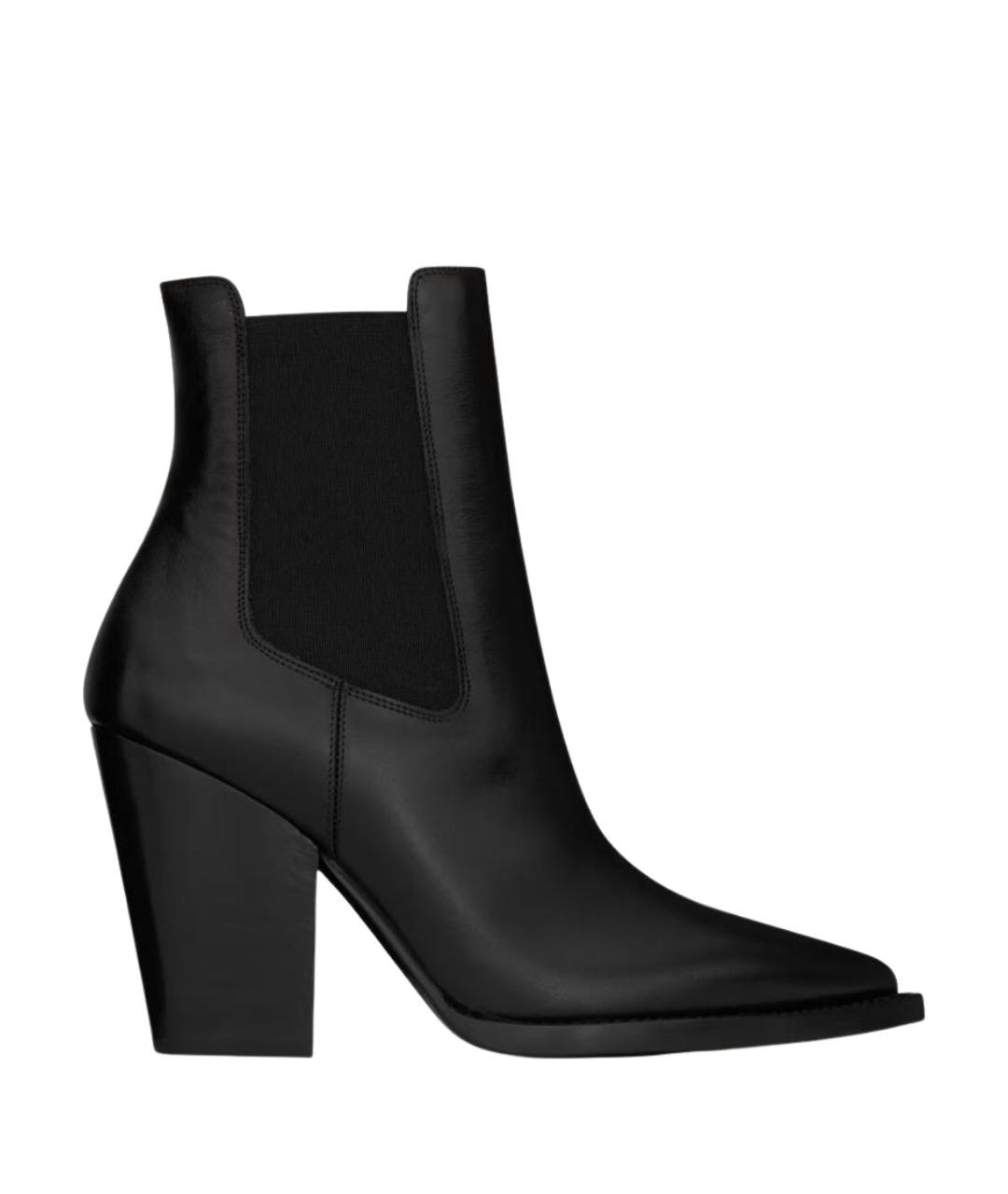 SAINT LAURENT Черные кожаные ботильоны, фото 1
