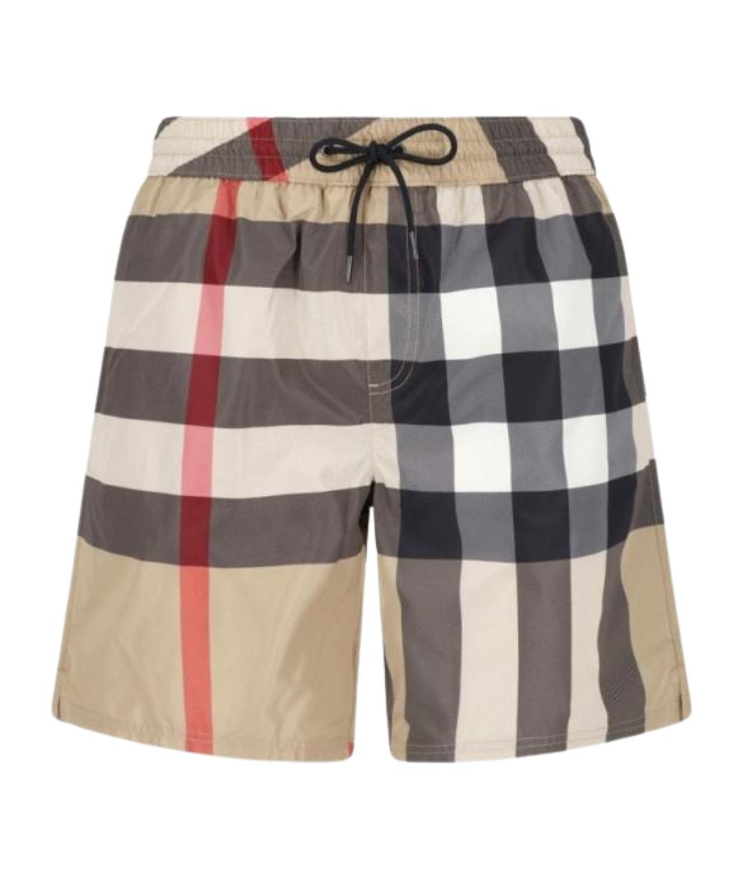BURBERRY Бежевые полиэстеровые шорты, фото 1