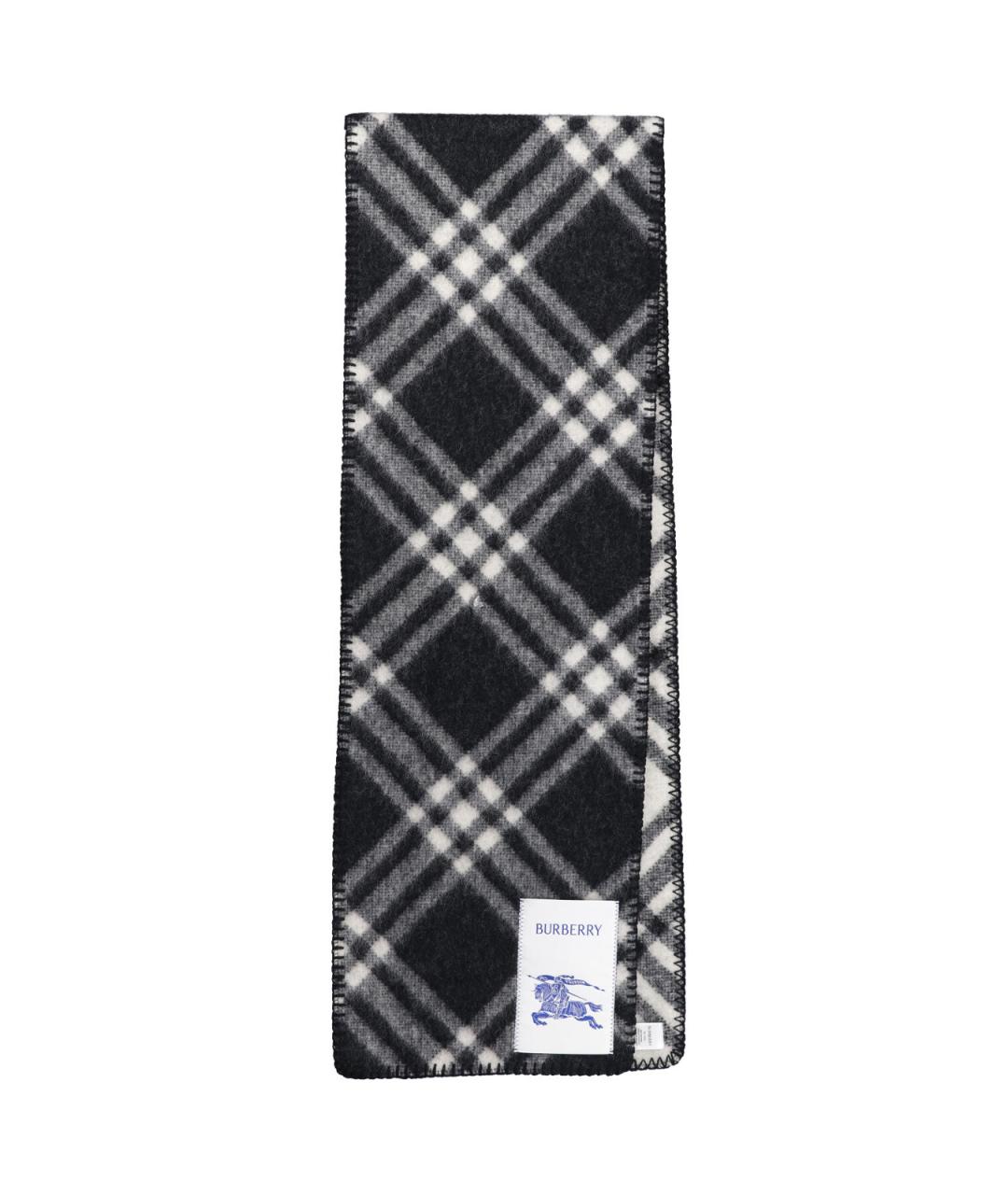 BURBERRY Черный шерстяной шарф, фото 1