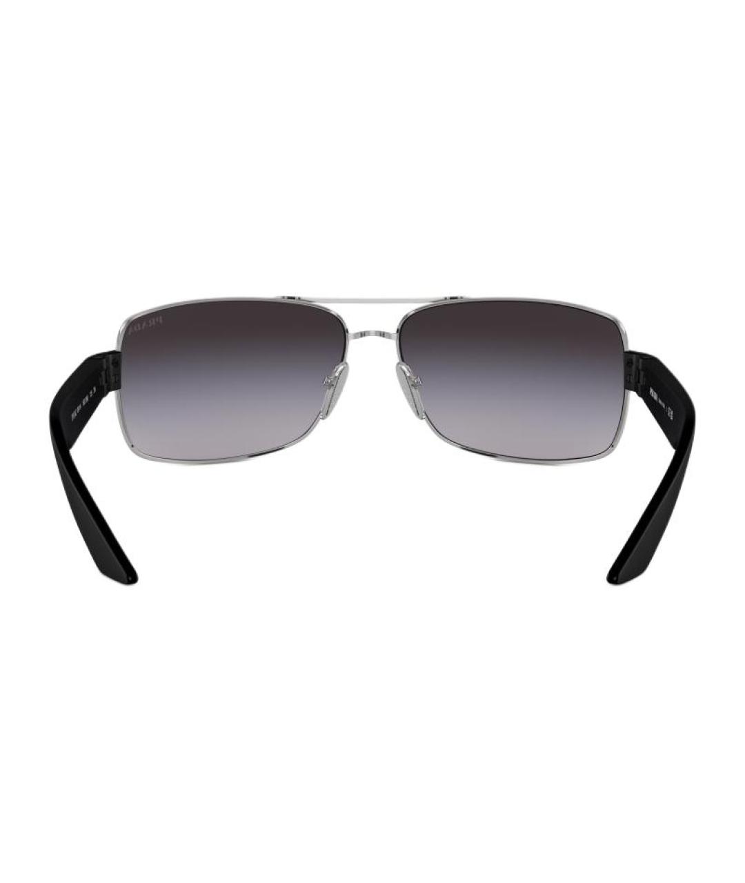 PRADA Серебряные металлические солнцезащитные очки, фото 4
