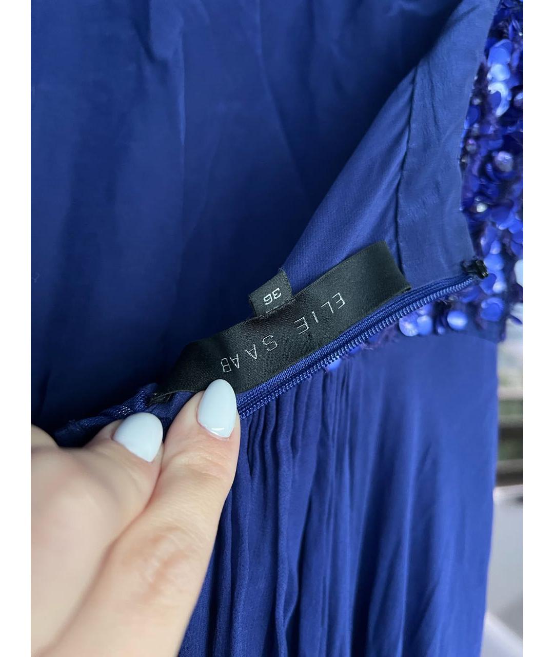 ELIE SAAB Синее шелковое вечернее платье, фото 8